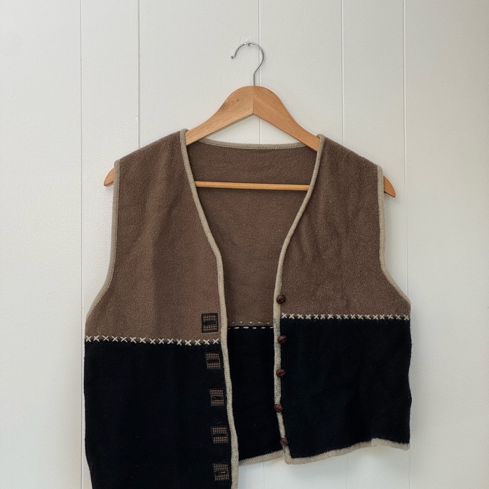 Vintage Handmade Brown and Black Women's Vest